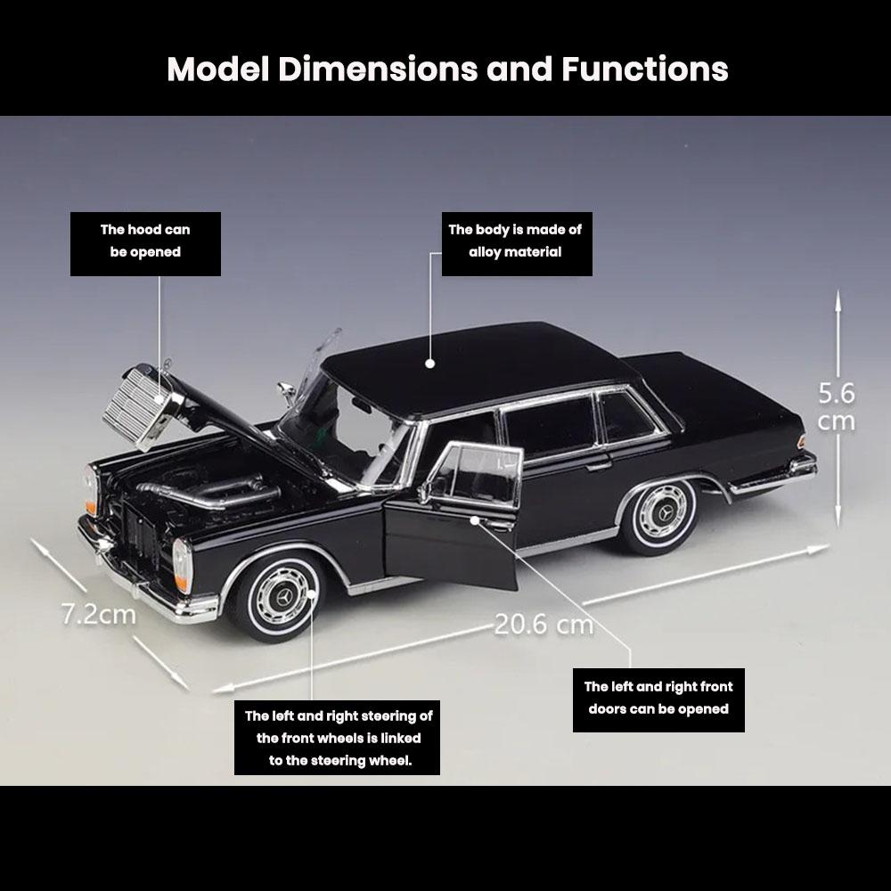 Mercedes-Benz 600 Car Model 1:24 Die Cast 1963 Doors Openable Toys Gift - Image 2