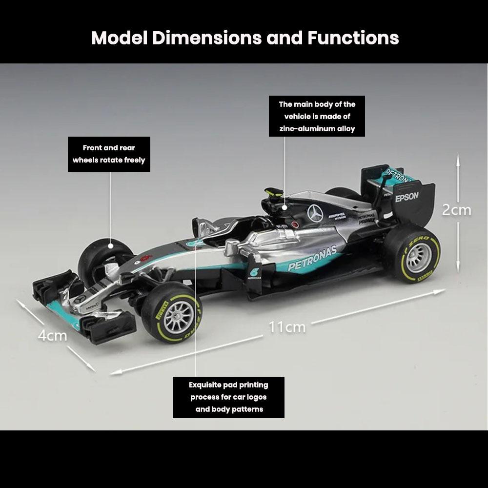 Mercedes-Benz F1 W07 Hybrid Racing Car Model 1:43 Die Cast 2016 Toys Gift - Image 2