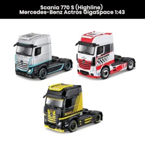 Scania 770 S Highline and Mercedes-Benz Actros GigaSpace 1:43 die-cast truck model toys collectible gift