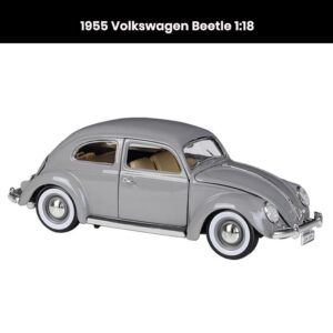 Volkswagen Beetle 1:18 die-cast car model (1955) with openable doors, hood, and trunk collectible toy gift