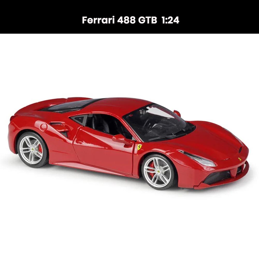 Ferrari 488 GTB 1:24 die-cast car model with openable doors and hood collectible toy gift