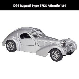 Bugatti Type 57SC Atlantic 1936 1:24 die-cast model with opening doors, collectible vintage car toy gift