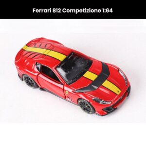 Ferrari 812 Competizione 1:64 die-cast model with opening doors, collectible sports car toy gift