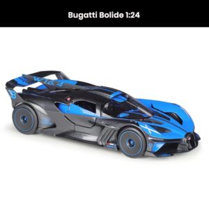 Bugatti Bolide 1:24 die-cast model with opening doors, collectible hypercar toy gift