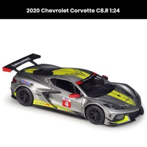 Chevrolet Corvette C8.R 2020 1:24 die-cast model with opening doors, collectible race car toy gift