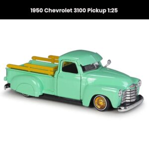 Chevrolet 3100 Pickup Truck 1:25 die-cast model (1950) with openable doors and drag door collectible toy gift
