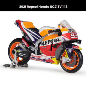 Repsol Honda RC213V 1:18 die-cast motorcycle model (2021) with shock absorber collectible toy gift