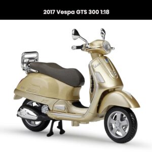 Vespa GTS 300 1:18 die-cast motorcycle model (2017) with steerable handlebars collectible toy gift