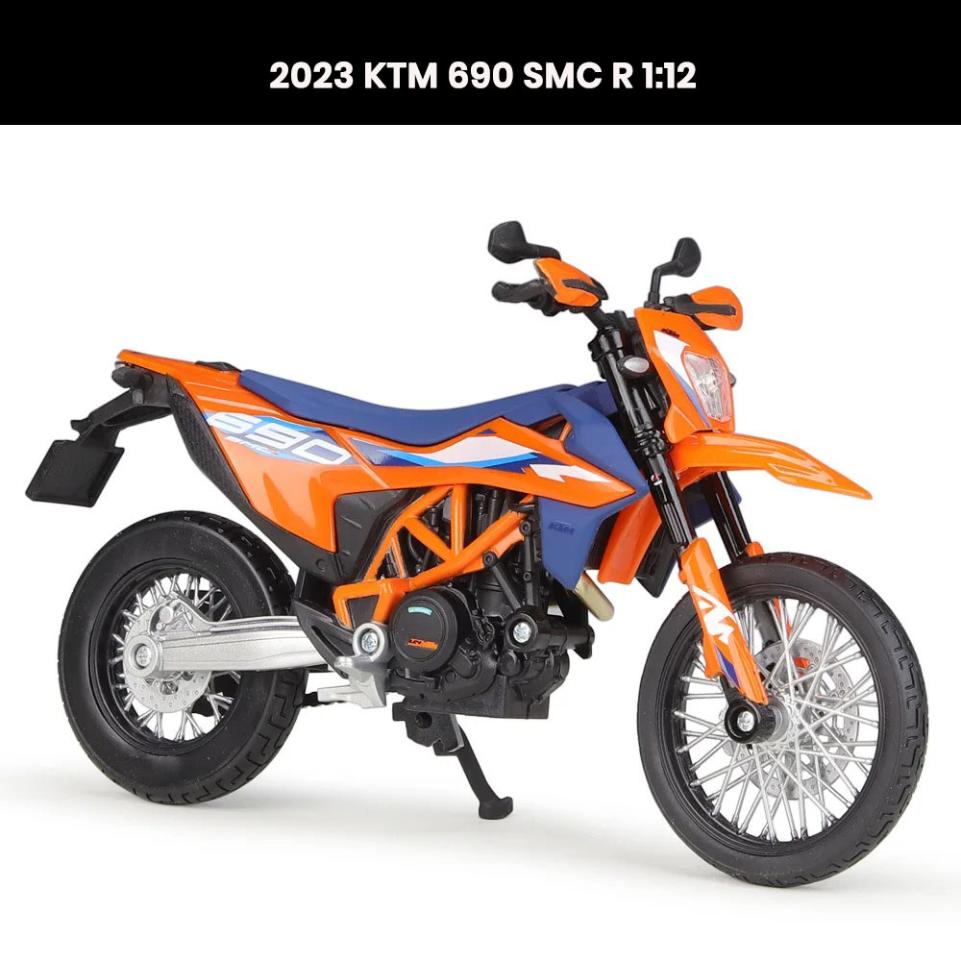 KTM 690 SMC R Motorcycle Model 1:12 Die Cast 2023 Shock Absorber Toys Gift