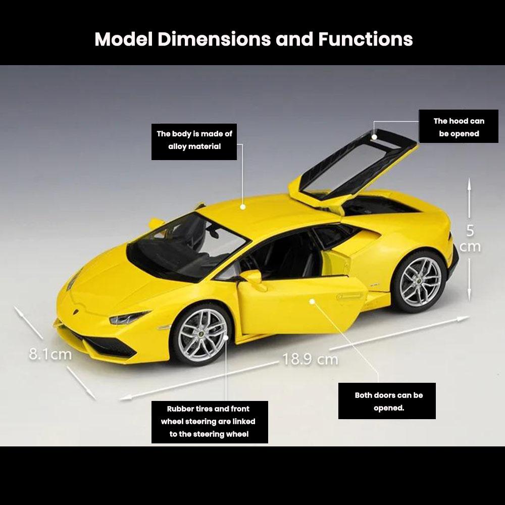 Lamborghini Huracan LP 610-4 Sports Car Model 1:24 Die Cast Doors Hood Openable - Image 2