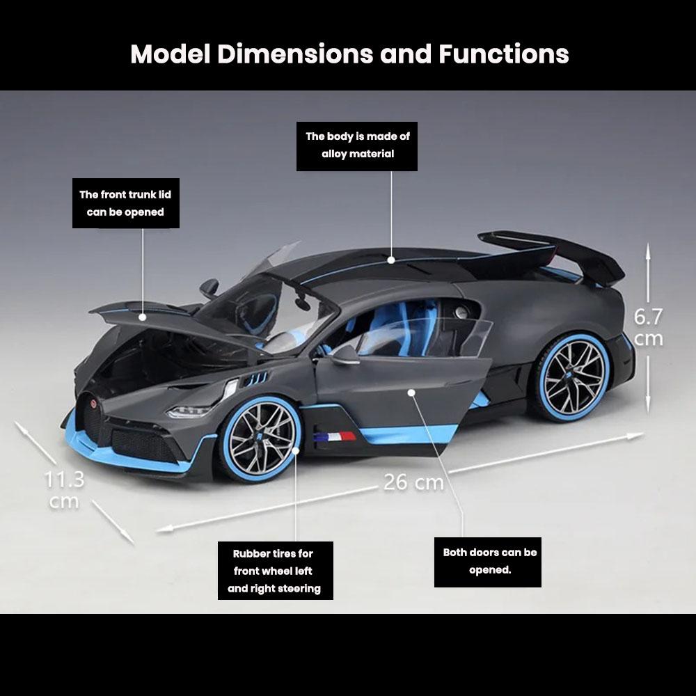 Bugatti Divo 2019–2021,Chiron 2016–2022 Car Models 1:18 Die Cast Doors Openable Toys - Image 2