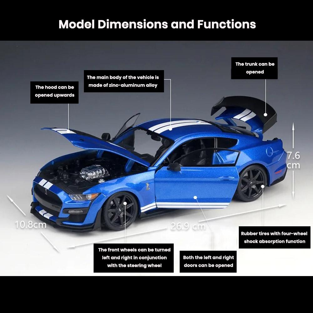 Ford Mustang Shelby GT500 Car Model 1:18 Die Cast 2020 Doors Openable Toys Gift - Image 2