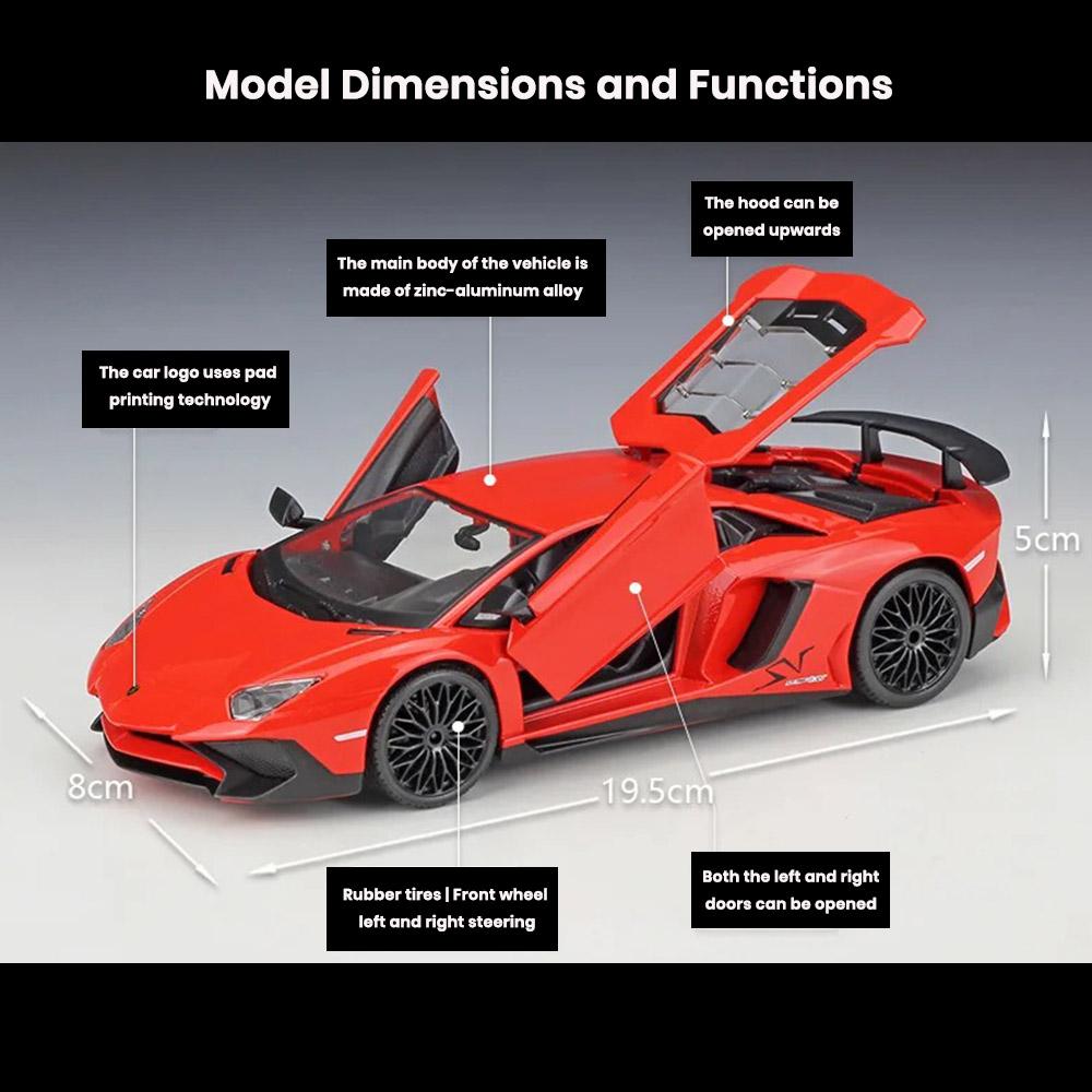 Lamborghini Aventador LP 750-4 SV Car Model 1:24 Die Cast Doors Openable Toys - Image 2