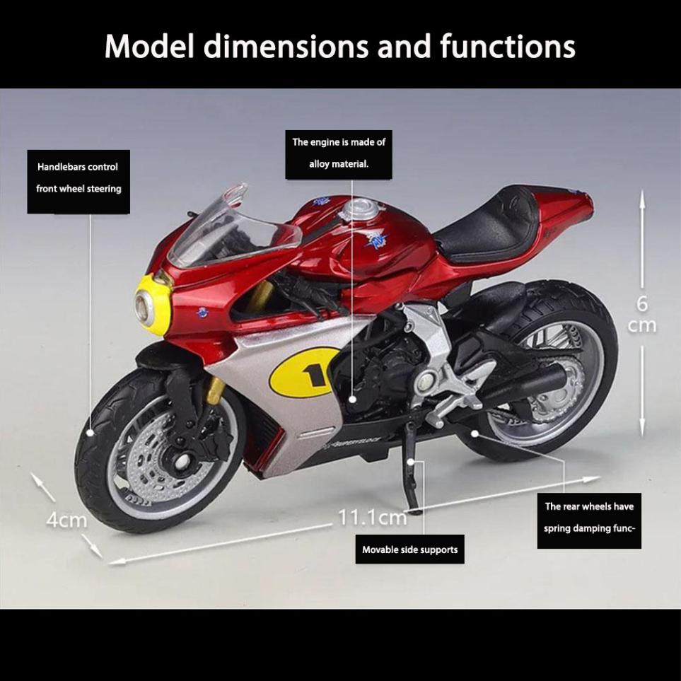 MV Agusta Superveloce Ago Motorcycle Model 1:18 Die Cast Shock Absorber Toys - Image 2