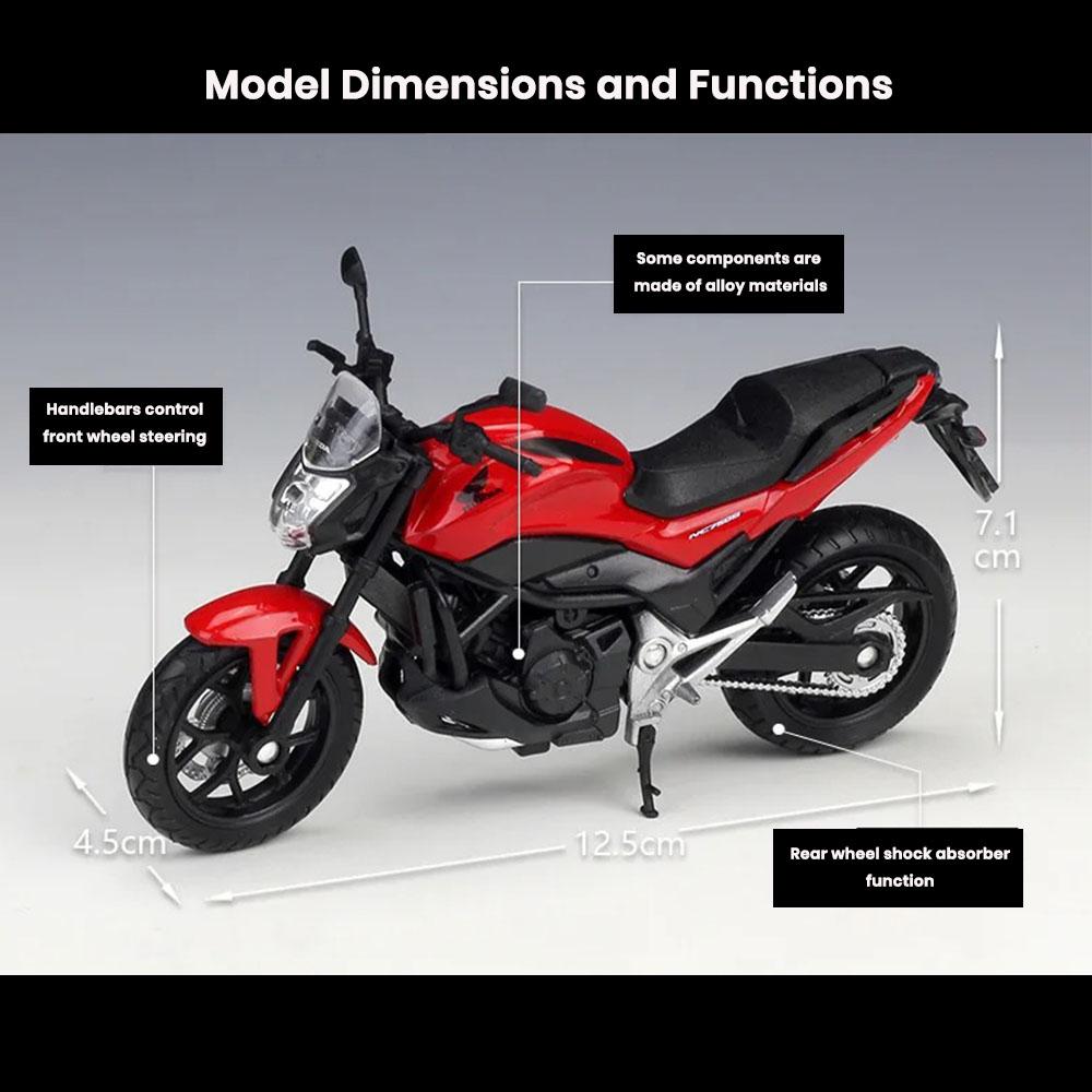 Honda NC750S Motorcycle Model 1:18 Die Cast 2018 Shock Absorber Toys Gift - Image 2
