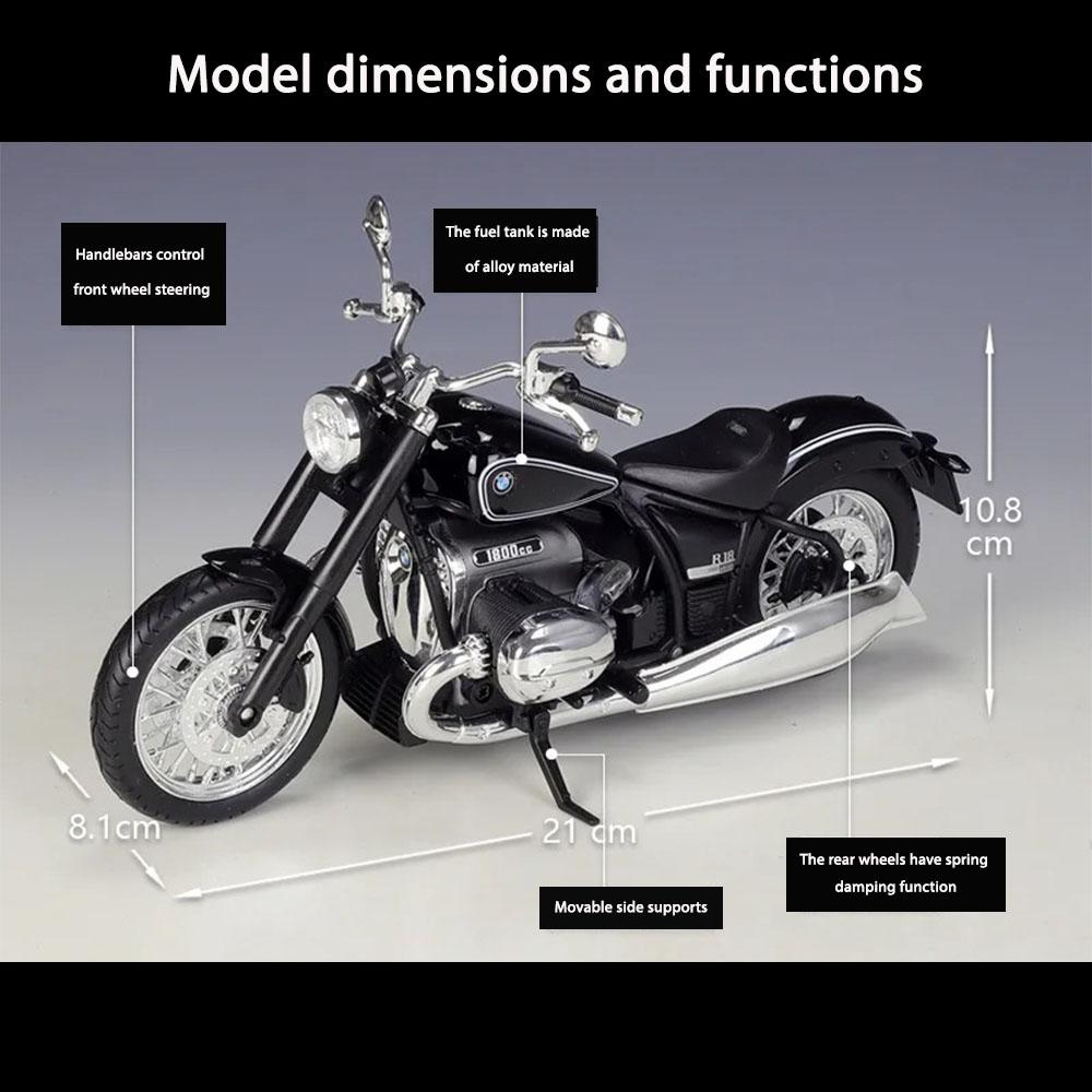 BMW R 18 Motorcycle Model 1:12 Die Cast 2020 Shock Absorber Toys Gift - Image 2