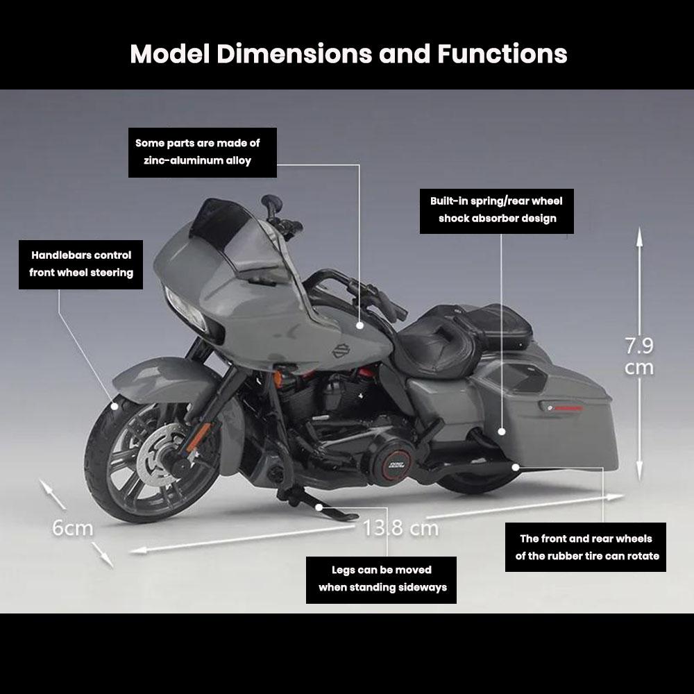 Harley-Davidson CVO Road Glide Motorcycle Model 1:18 Die Cast 2018 Toys Gift - Image 2
