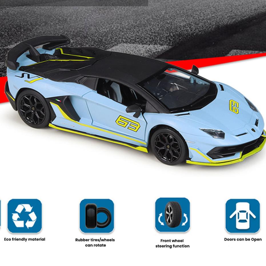 Lamborghini Aventador SVJ 63 Car Model 1:24 Die Cast Doors Light Sound Toys Gift - Image 5