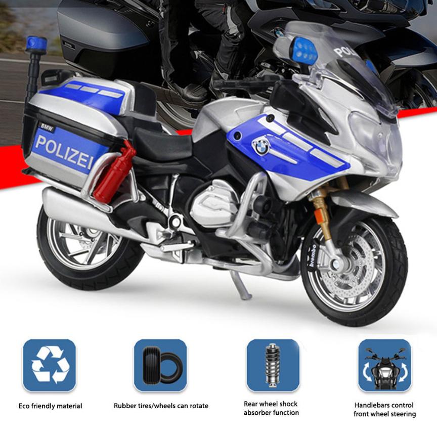 BMW R1200 RT(Police Version) Motorcycle Model 1:18 Die Cast Shock Absorber Toys - Image 5