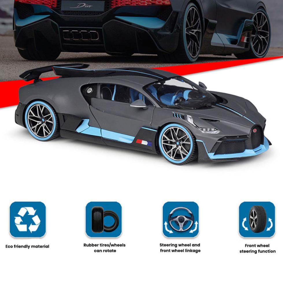 Bugatti Divo 2019–2021,Chiron 2016–2022 Car Models 1:18 Die Cast Doors Openable Toys - Image 5