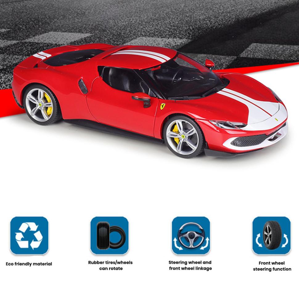 Ferrari 296 GTB Assetto Fiorano Car Model 1:18 Die Cast Doors Hood Openable Toys - Image 6