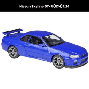 Nissan Skyline GT-R (R34) 1:24 die-cast car model with openable doors and hood collectible toy gift