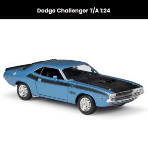 Dodge Challenger T/A 1:24 die-cast car model (1970) with openable doors and hood collectible toy gift