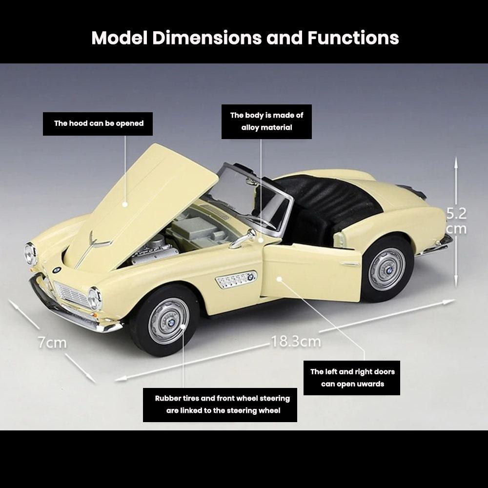 BMW 507 Car Model 1:24 Die Cast 1956โ1959 Doors Hood Openable Toys Gift - Image 2