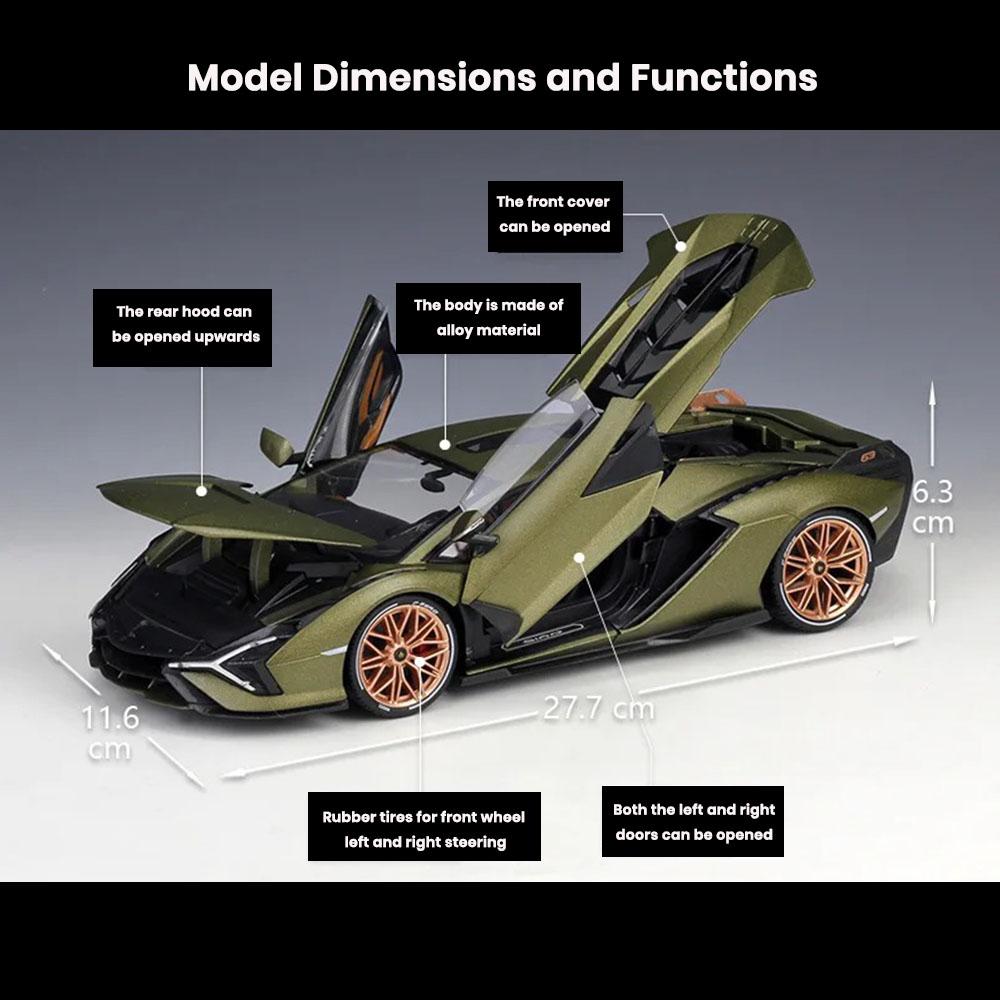 Lamborghini Sian FKP 37 Car Model 1:18 Die Cast Doors Hood Openable Toys Gift - Image 2