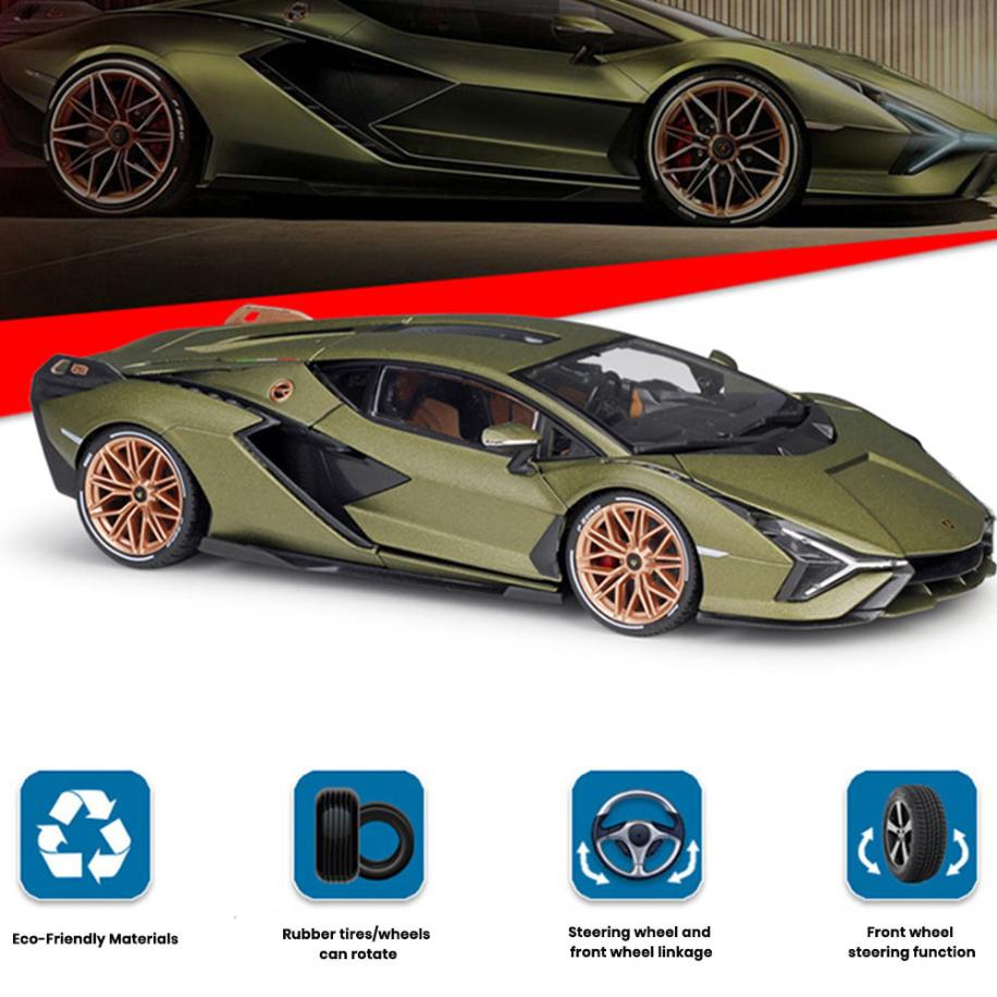 Lamborghini Sian FKP 37 Car Model 1:18 Die Cast Doors Hood Openable Toys Gift - Image 5