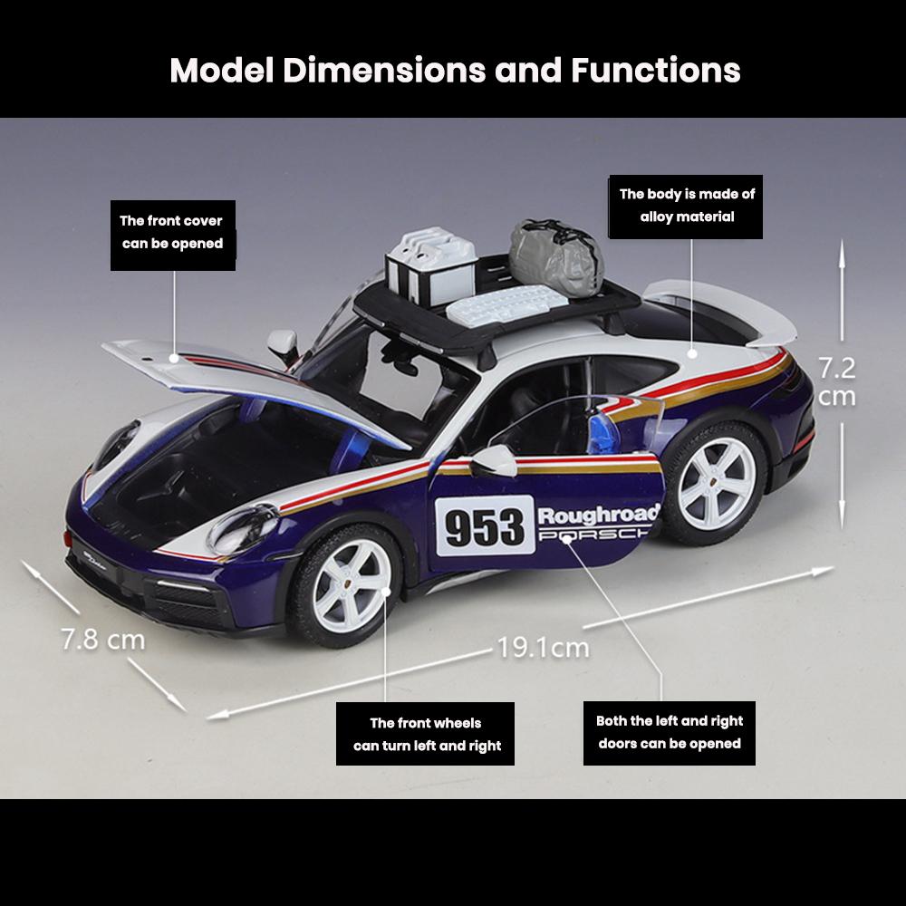 Porsche 911 Dakar 992 Gen Car Model 1:24 Die Cast Doors Openable Toys Gift - Image 2