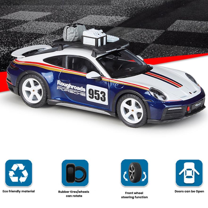 Porsche 911 Dakar 992 Gen Car Model 1:24 Die Cast Doors Openable Toys Gift - Image 5